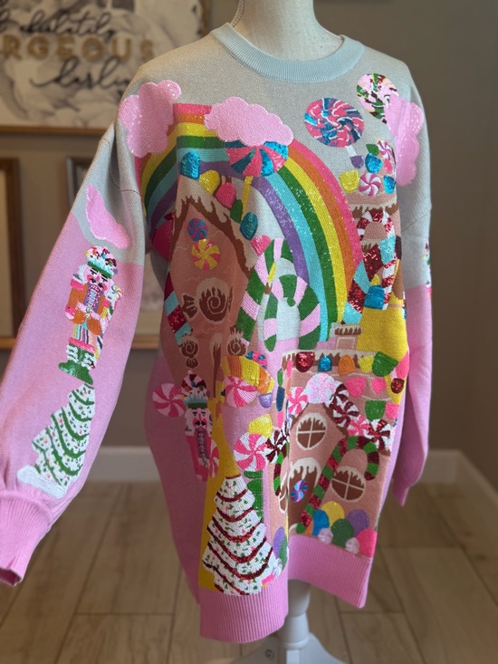 QUEEN OF SPARKLES Dresses & Skirts - New! QUEEN OF SPARKLES Pink Candyland Sequin Sweater Dress